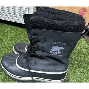 Sorel Caribou Snow Boots, Dark Stone, US Mens 12 “Waterproof” Made In Vietnam